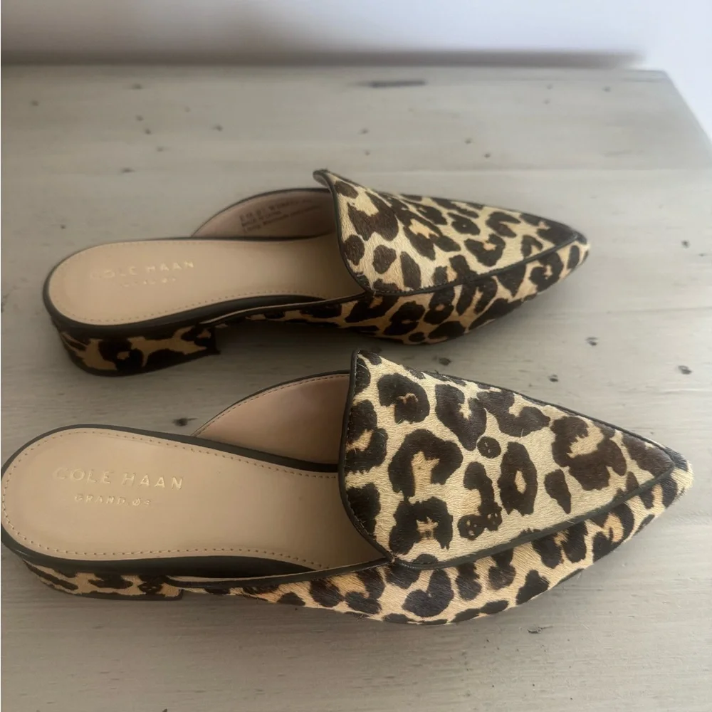 NWB Brand New!! Cole Haan Leopard Print Mules - Picture 6 of 10
